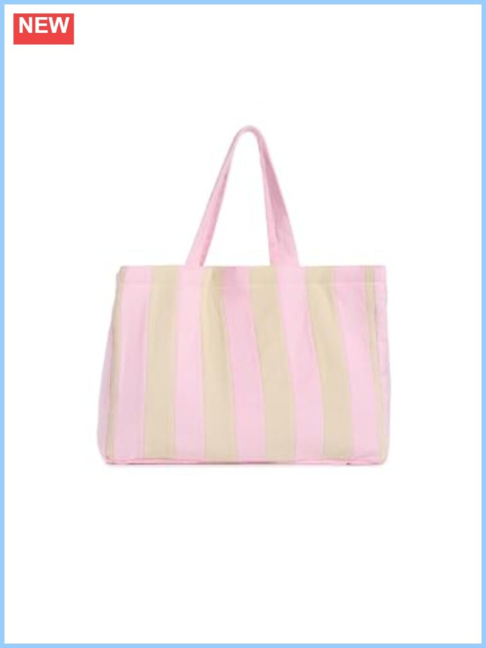 Large Everything Tote Stripe Pattern Open Top Top Handles